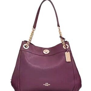Coach Purple Shoulder Bag with Gold Accents